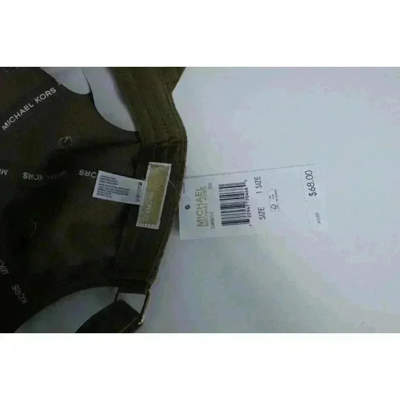 $68 Michael Kors Printed MK Logo Adjustable Baseball Cap Hat KHAKI color - Picture 4 of 7